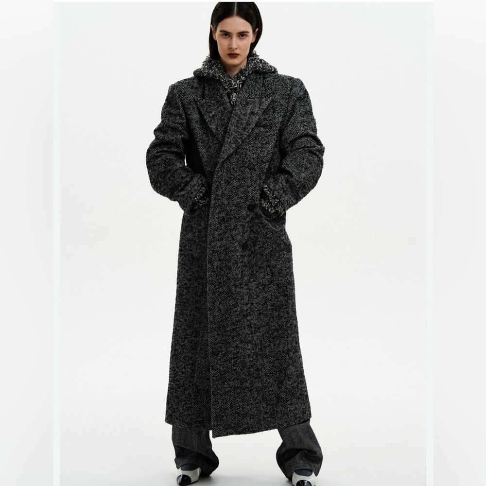 Source Unknown Herringbone maxi coat